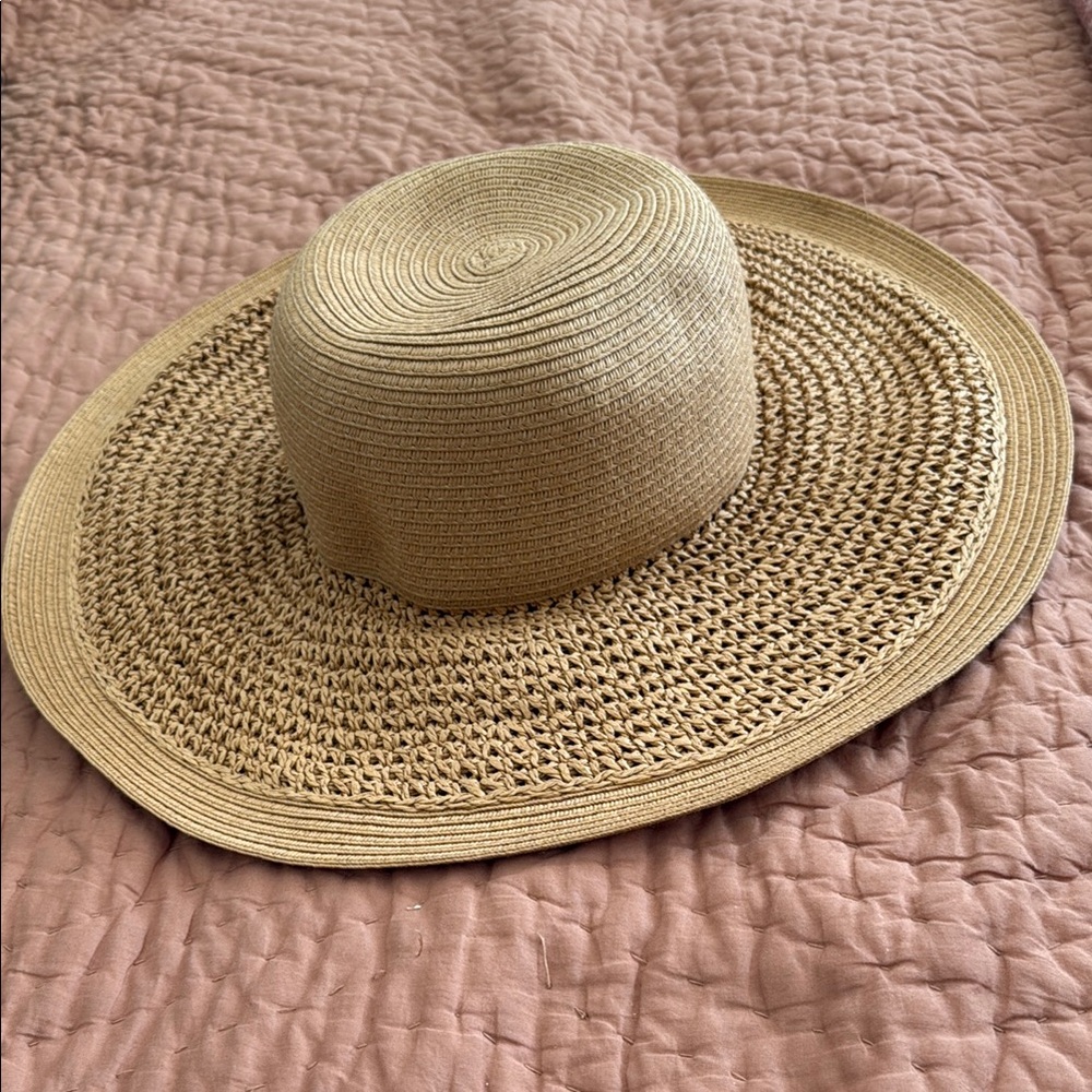 J. Crew Tan Wide-Brimmed Straw Hat